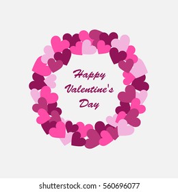 Valentine greeting illustration with wreath and label