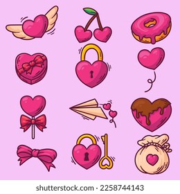 Valentine Hand Drawn Doodle Vector Art Illustration on Isolated Background. Valentine Hand Drawn Vector Illustration. Valentine Logo Concept. Valentine Cartoon Style Illustration.