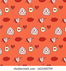 valentine hand drawn pattern template vector