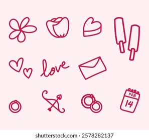 Valentine hand drawn vector asset isolated on background