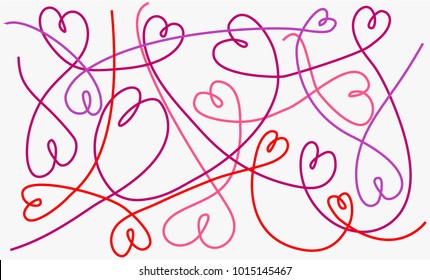 Plano de fundo de artesanato dos namorados com corações de amor de lã