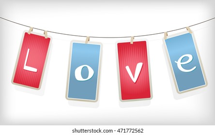Valentine hanging labels.