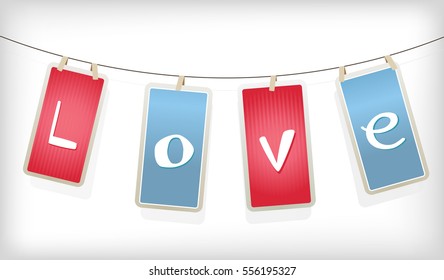 Valentine hanging labels.