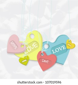 Valentine hanging labels. Vector art. Eps 10