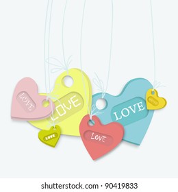 Valentine hanging labels. Vector art. eps10