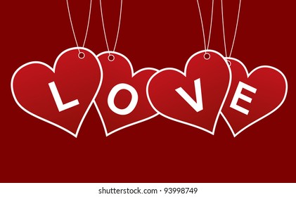 Valentine hanging labels. Vector eps 10