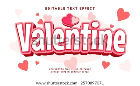 Valentine heart 3d editable text effect template