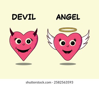 Valentine heart angel vs devil