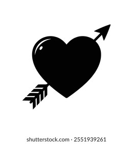 Coração de Valentim com ilustração de seta