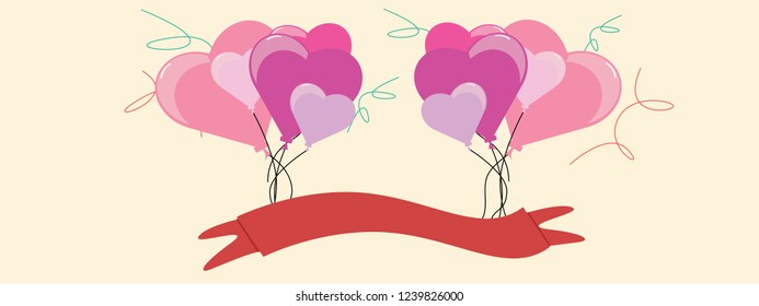 valentine heart balloons vector