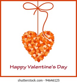 Valentine heart with a bow. Valentine day illustration.