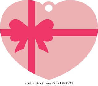 Valentine heart with bow vector art illustration