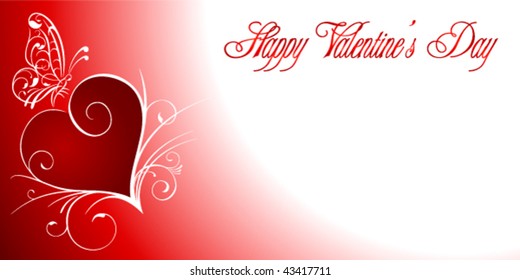 Valentine heart and butterfly Vector. Also available in raster.
