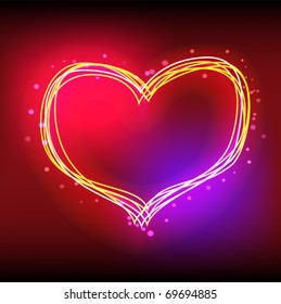Valentine heart created by light graffiti. Vector Illustration.