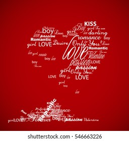 Valentine heart created from words. 