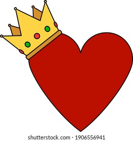 Valentine Heart Crown Icon. Editable Outline With Color Fill Design. Vector Illustration.