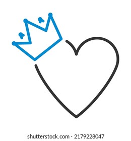Valentine Heart Crown Icon. Editable Bold Outline With Color Fill Design. Vector Illustration.