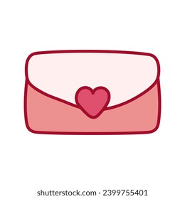 Valentine Heart Envelope Icon. Umhüllung und Herzform. Liebesbrief. Valentinstag-Ikone. Liebesbriefe verschicken. Post in flachem Stil. Vektorgrafik im Cartographie-Stil