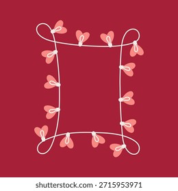 Valentine Heart Fairy Lights Rectangular Frame for Festive Design