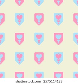 Valentine heart flag pastel sweet seamless pattern on light yellow background.