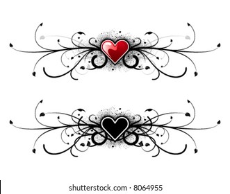 Valentine heart floral design with grunge background