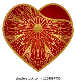 Valentine Heart With Floral Pattern. Vector Illustration. Template For Greeting Cards, Envelopes, Invitations