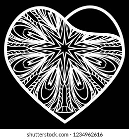 Valentine Heart With Floral Pattern. Vector Illustration. Template For Greeting Cards, Envelopes, Invitations