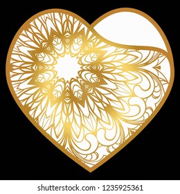 Valentine Heart With Floral Pattern. Vector Illustration. Template For Greeting Cards, Envelopes, Invitations