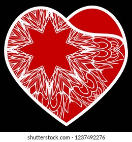 Valentine Heart With Floral Pattern. Vector Illustration. Template For Greeting Cards, Envelopes, Invitations