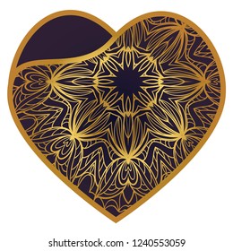 Valentine Heart With Floral Pattern. Vector Illustration. Template For Greeting Cards, Envelopes, Invitations