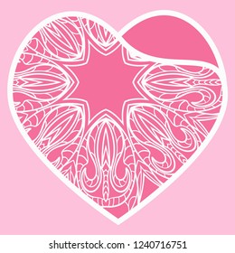 Valentine Heart With Floral Pattern. Vector Illustration. Template For Greeting Cards, Envelopes, Invitations