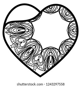 Valentine Heart With Floral Pattern. Vector Illustration. Template For Greeting Cards, Envelopes, Invitations
