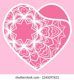 Valentine Heart With Floral Pattern. Vector Illustration. Template For Greeting Cards, Envelopes, Invitations