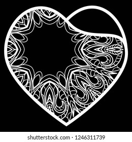 Valentine Heart With Floral Pattern. Vector Illustration. Template For Greeting Cards, Envelopes, Invitations