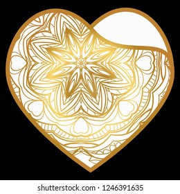 Valentine Heart With Floral Pattern. Vector Illustration. Template For Greeting Cards, Envelopes, Invitations