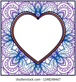 Valentine Heart With Floral Pattern. Vector Illustration. Template For Greeting Cards, Envelopes, Invitations