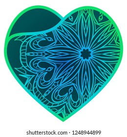 Valentine Heart With Floral Pattern. Vector Illustration. Template For Greeting Cards, Envelopes, Invitations