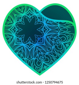 Valentine Heart With Floral Pattern. Vector Illustration. Template For Greeting Cards, Envelopes, Invitations