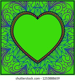 Valentine Heart With Floral Pattern. Vector Illustration. Template For Greeting Cards, Envelopes, Invitations