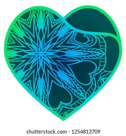 Valentine Heart With Floral Pattern. Vector Illustration. Template For Greeting Cards, Envelopes, Invitations
