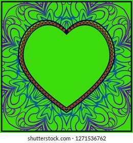 Valentine Heart With Floral Pattern. Vector Illustration. Template For Greeting Cards, Envelopes, Invitations
