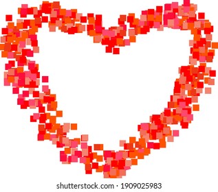 
Valentine heart in the form of colored squares on a white background.