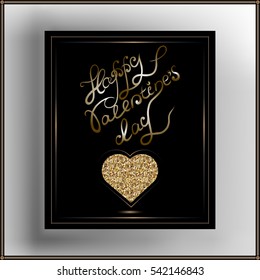 Valentine heart in frame. Suitable for invitation, flyer, sticker, poster, banner, card,label, cover, web. Vector illustration.