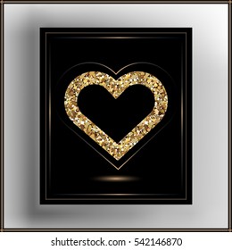 Valentine heart in frame. Suitable for invitation, flyer, sticker, poster, banner, card,label, cover, web. Vector illustration.