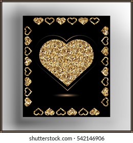 Valentine heart in frame. Suitable for invitation, flyer, sticker, poster, banner, card,label, cover, web. Vector illustration.