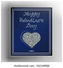 Valentine heart in frame. Suitable for invitation, flyer, sticker, poster, banner, card,label, cover, web. Vector illustration.