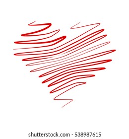 Valentine Heart freehand doodles. Isolated holiday element. EPS10 vector