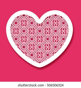 Valentine heart with geometric pattern. Laser Cutting template for greeting cards, envelopes, invitations, interior elements. Vector valentines day paper cutting ornamental panel. Die cut card.