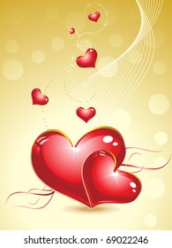 valentine heart with gold background vector illustration