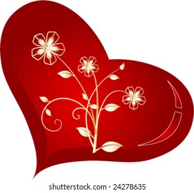 Valentine heart with gold flowers inside